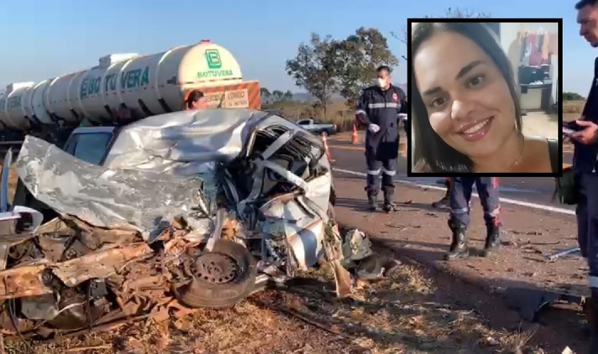 Mulher morre presa às ferragens após colisão entre carro e caminhão em Rondonópolis